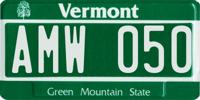 VT license plate AMW050