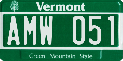 VT license plate AMW051