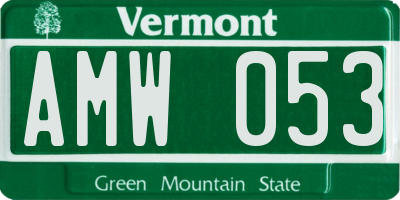 VT license plate AMW053
