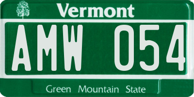 VT license plate AMW054