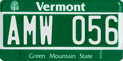 VT license plate AMW056