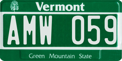 VT license plate AMW059