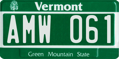 VT license plate AMW061