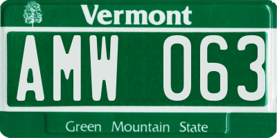 VT license plate AMW063