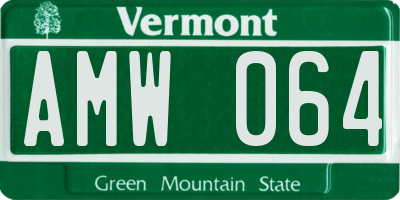 VT license plate AMW064