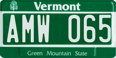 VT license plate AMW065