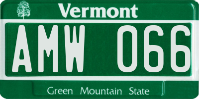 VT license plate AMW066