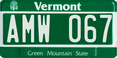 VT license plate AMW067