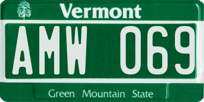 VT license plate AMW069