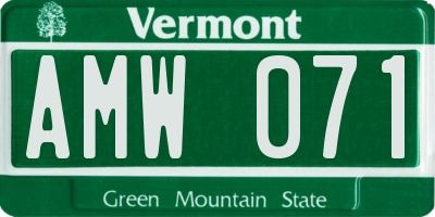 VT license plate AMW071