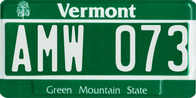 VT license plate AMW073