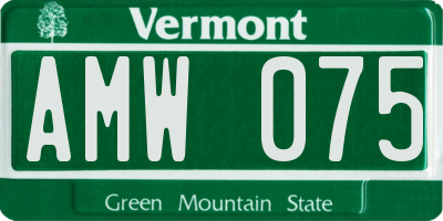 VT license plate AMW075