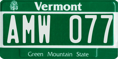 VT license plate AMW077