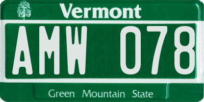 VT license plate AMW078