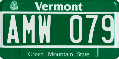 VT license plate AMW079