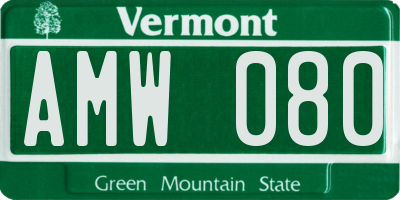 VT license plate AMW080