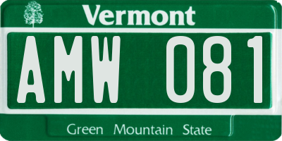 VT license plate AMW081