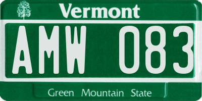 VT license plate AMW083
