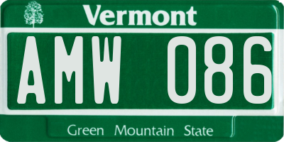 VT license plate AMW086