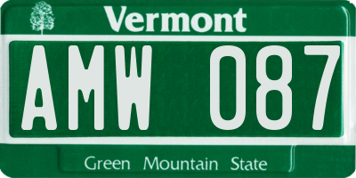 VT license plate AMW087