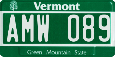 VT license plate AMW089