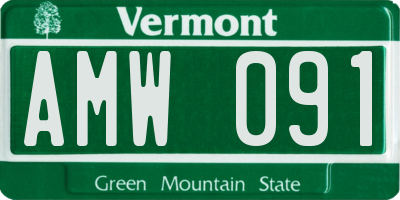 VT license plate AMW091