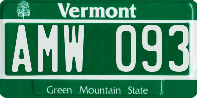 VT license plate AMW093