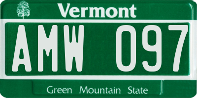 VT license plate AMW097