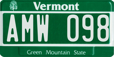 VT license plate AMW098