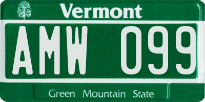 VT license plate AMW099