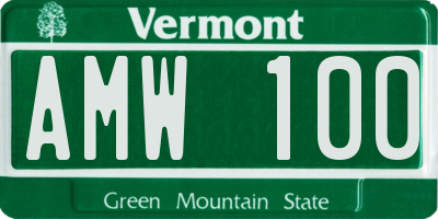 VT license plate AMW100