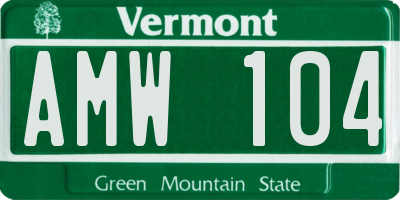 VT license plate AMW104
