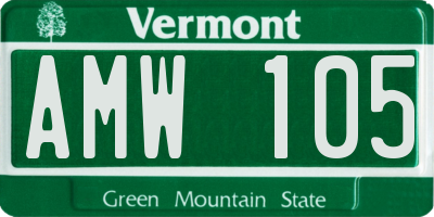 VT license plate AMW105