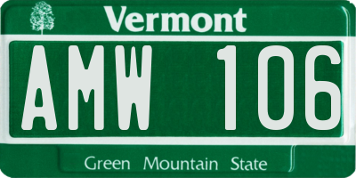 VT license plate AMW106