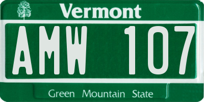 VT license plate AMW107