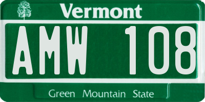 VT license plate AMW108