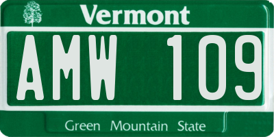 VT license plate AMW109