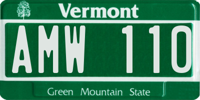 VT license plate AMW110