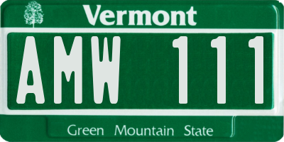 VT license plate AMW111