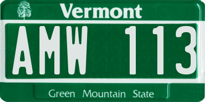 VT license plate AMW113