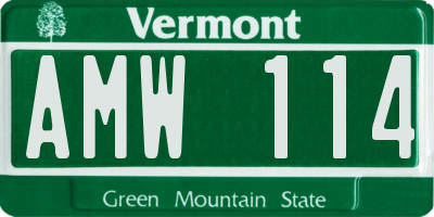VT license plate AMW114
