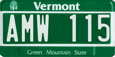 VT license plate AMW115
