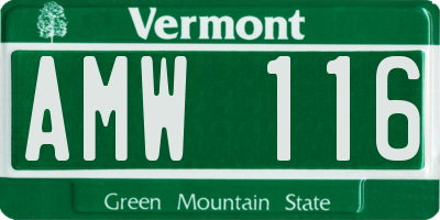 VT license plate AMW116