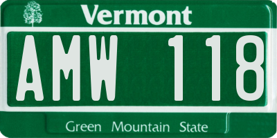 VT license plate AMW118