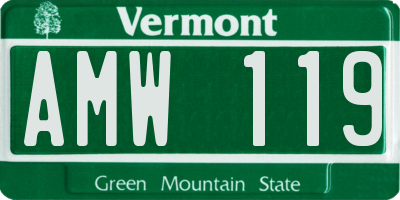 VT license plate AMW119