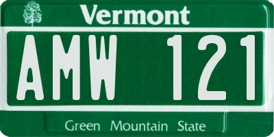 VT license plate AMW121