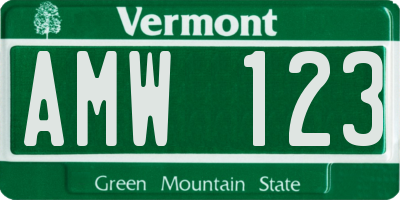 VT license plate AMW123