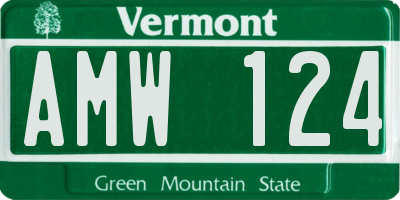 VT license plate AMW124