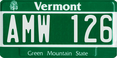 VT license plate AMW126