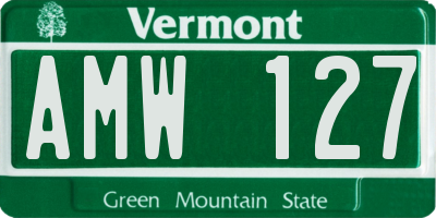 VT license plate AMW127